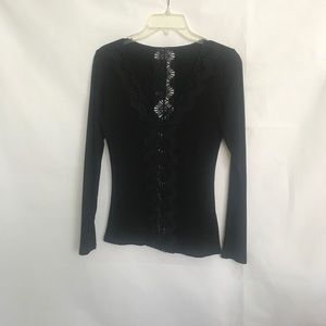 Unika V Neck longsleeve black top